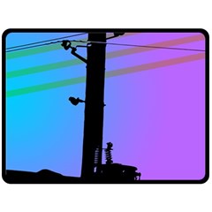 Vaporwave Wires And Transformer Double Sided Fleece Blanket (large)  by WetdryvacsLair