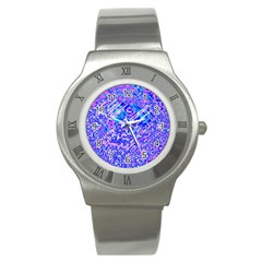 Root Humanity Bar And Qr Code Combo In Purple And Blue Stainless Steel Watch by WetdryvacsLair