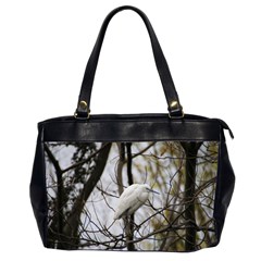 White Egret Oversize Office Handbag (2 Sides) by SomethingForEveryone