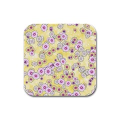 Flower Bomb 10 Rubber Square Coaster (4 Pack)  by PatternFactory