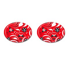 Folk Flowers Pattern  Cufflinks (oval) by Eskimos