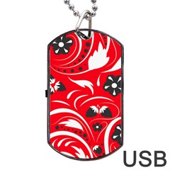 Folk Flowers Pattern  Dog Tag Usb Flash (one Side) by Eskimos