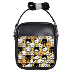 Cat-seamless-pattern-lucky-cat-japan-maneki-neko-vector-kitten-calico-pet-scarf-isolated-repeat-back Girls Sling Bag by elchino