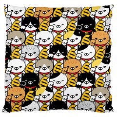 Cat-seamless-pattern-lucky-cat-japan-maneki-neko-vector-kitten-calico-pet-scarf-isolated-repeat-back Standard Flano Cushion Case (one Side) by elchino