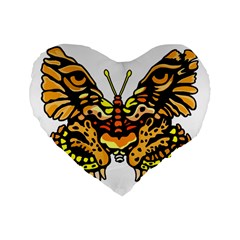 Bigcat Butterfly Standard 16  Premium Flano Heart Shape Cushions by IIPhotographyAndDesigns