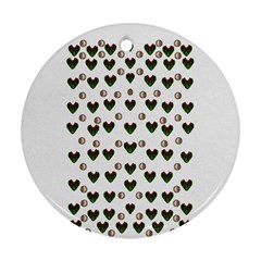 Hearts And Pearls For Love And Plants For Peace Ornament (round) by pepitasart