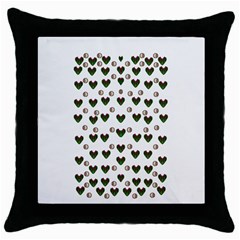 Hearts And Pearls For Love And Plants For Peace Throw Pillow Case (Black)