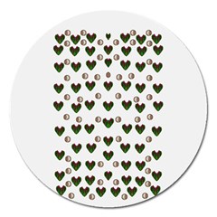 Hearts And Pearls For Love And Plants For Peace Magnet 5  (round) by pepitasart