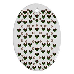 Hearts And Pearls For Love And Plants For Peace Oval Ornament (two Sides) by pepitasart