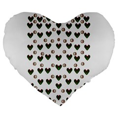 Hearts And Pearls For Love And Plants For Peace Large 19  Premium Flano Heart Shape Cushions by pepitasart