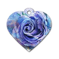 Watercolor-rose-flower-romantic Dog Tag Heart (one Side) by Sapixe