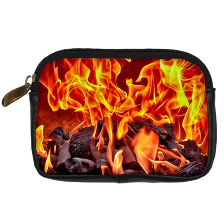 Fire-burn-charcoal-flame-heat-hot Digital Camera Leather Case