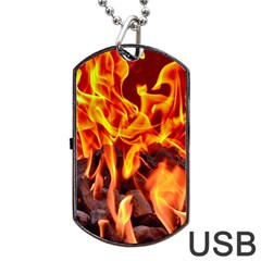 Fire-burn-charcoal-flame-heat-hot Dog Tag Usb Flash (two Sides) by Sapixe