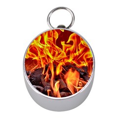 Fire-burn-charcoal-flame-heat-hot Mini Silver Compasses