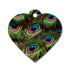 Peacock-feathers-plumage-pattern Dog Tag Heart (two Sides)