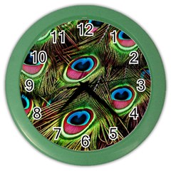 Peacock-feathers-plumage-pattern Color Wall Clock