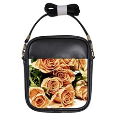 Roses-flowers-bouquet-rose-bloom Girls Sling Bag by Sapixe