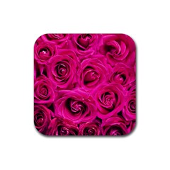 Pink-flowers-roses-background Rubber Coaster (square) 