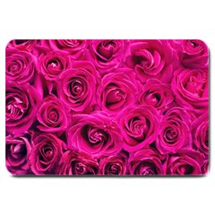 Pink-flowers-roses-background Large Doormat  by Sapixe