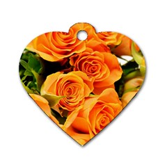 Roses-flowers-orange-roses Dog Tag Heart (one Side) by Sapixe