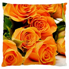 Roses-flowers-orange-roses Large Cushion Case (one Side) by Sapixe