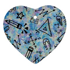 Science-education-doodle-background Heart Ornament (two Sides) by Sapixe