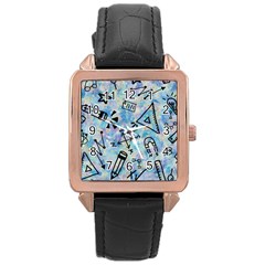 Science-education-doodle-background Rose Gold Leather Watch  by Sapixe