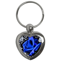 Blue-rose-rose-rose-bloom-blossom Key Chain (heart) by Sapixe