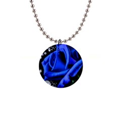 Blue-rose-rose-rose-bloom-blossom 1  Button Necklace by Sapixe