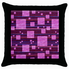 Squares-purple-stripes-texture Throw Pillow Case (black)