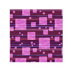 Squares-purple-stripes-texture Small Satin Scarf (square)