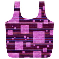 Squares-purple-stripes-texture Full Print Recycle Bag (xxl)