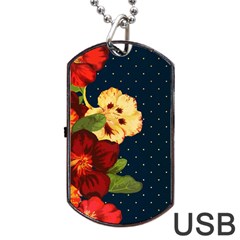 Flowers-vintage-floral Dog Tag Usb Flash (two Sides)