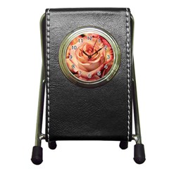Roses-flowers-rose-bloom-petals Pen Holder Desk Clock by Sapixe