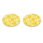 Party-confetti-yellow-squares Cufflinks (Oval) Front(Pair)