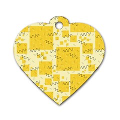 Party-confetti-yellow-squares Dog Tag Heart (one Side) by Sapixe