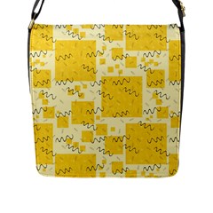 Party-confetti-yellow-squares Flap Closure Messenger Bag (l)