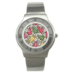 Leaves Foliage Batik Seamless Stainless Steel Watch