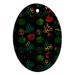 Apples Honey Honeycombs Pattern Ornament (oval)