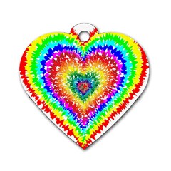 Tie Dye Heart Colorful Prismatic Dog Tag Heart (two Sides) by Sapixe