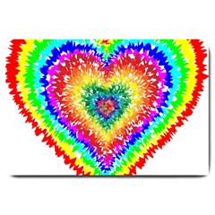 Tie Dye Heart Colorful Prismatic Large Doormat  by Sapixe