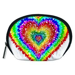 Tie Dye Heart Colorful Prismatic Accessory Pouch (medium) by Sapixe