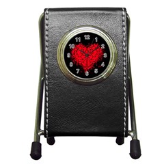 Heart Brain Mind Psychology Doubt Pen Holder Desk Clock