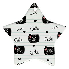 Cute Cameras Doodles Hand Drawn Star Ornament (Two Sides)