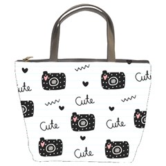 Cute Cameras Doodles Hand Drawn Bucket Bag by Sapixe