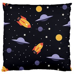 Cosmos Rockets Spaceships Ufos Large Flano Cushion Case (two Sides)
