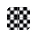 Black And White Checkerboard Background Board Checker Rubber Square Coaster (4 pack)  Front