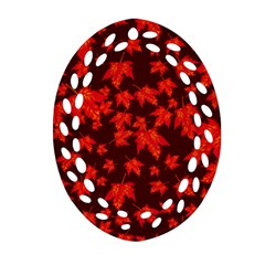 Red Oak And Maple Leaves Ornament (Oval Filigree)