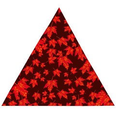 Red Oak And Maple Leaves Wooden Puzzle Triangle by Daria3107