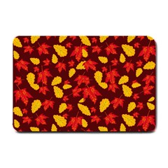 Autumn Pattern,oak And Maple On Burgundy Small Doormat  by Daria3107